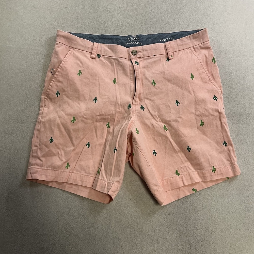 CHAPS Ralph Lauren Shorts Men's 36 Pink Cactus Hampton Stretch Coastland Wash